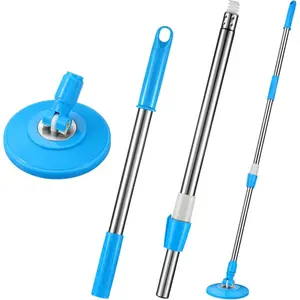 9inch Spin Mop Pole Handle Brooms Replacement 360 Degrees Rotating Telescopic Replacement Handle Home Cleaning Tool Accessories for 6.3inch Mop Head Cleaning Home Office (Blue)