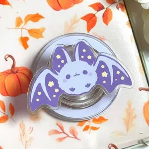 Kawaii Purple Bat Magsafe Phone Grip – Cute Halloween Magnetic Pop Socket & Stand – Goth Aesthetic Gift