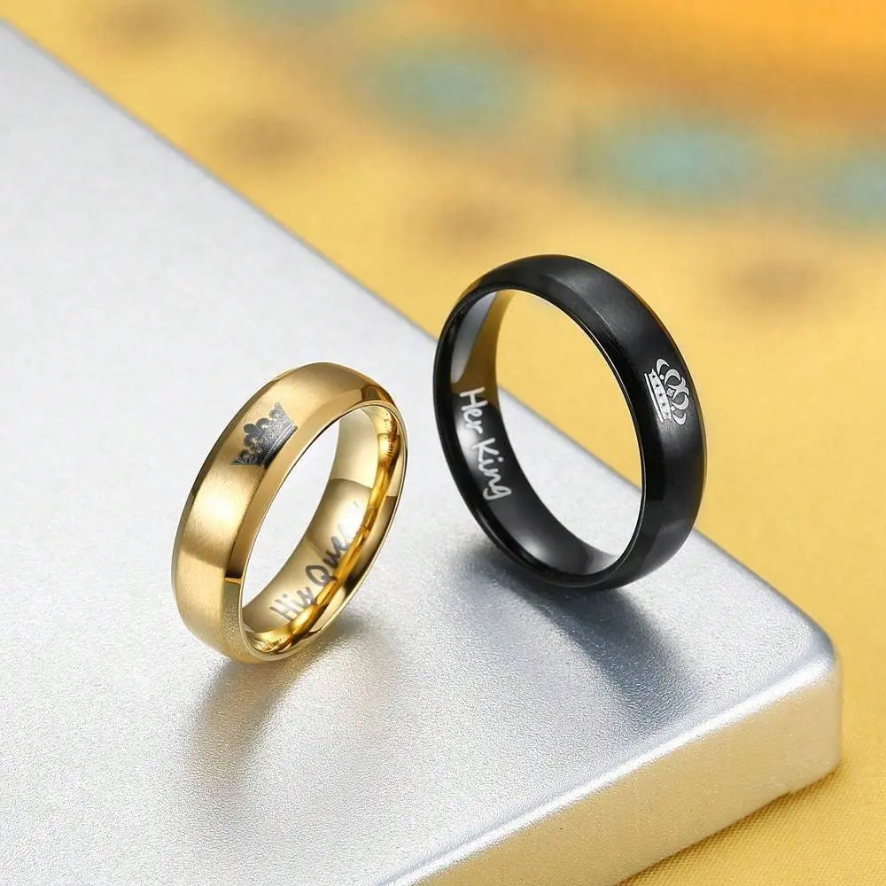 Creative Crown Letter Couple Ring, Simple and Stylish Design, Daily Wear Shows Elegance and Sexiness, Suitable As Engagement, Wedding, Anniversary Gift