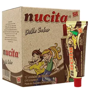 Nucita Doble Sabor Tubito Display - 12 Unidades | Venezuelan Chocolate and Vanilla Cream Tubes