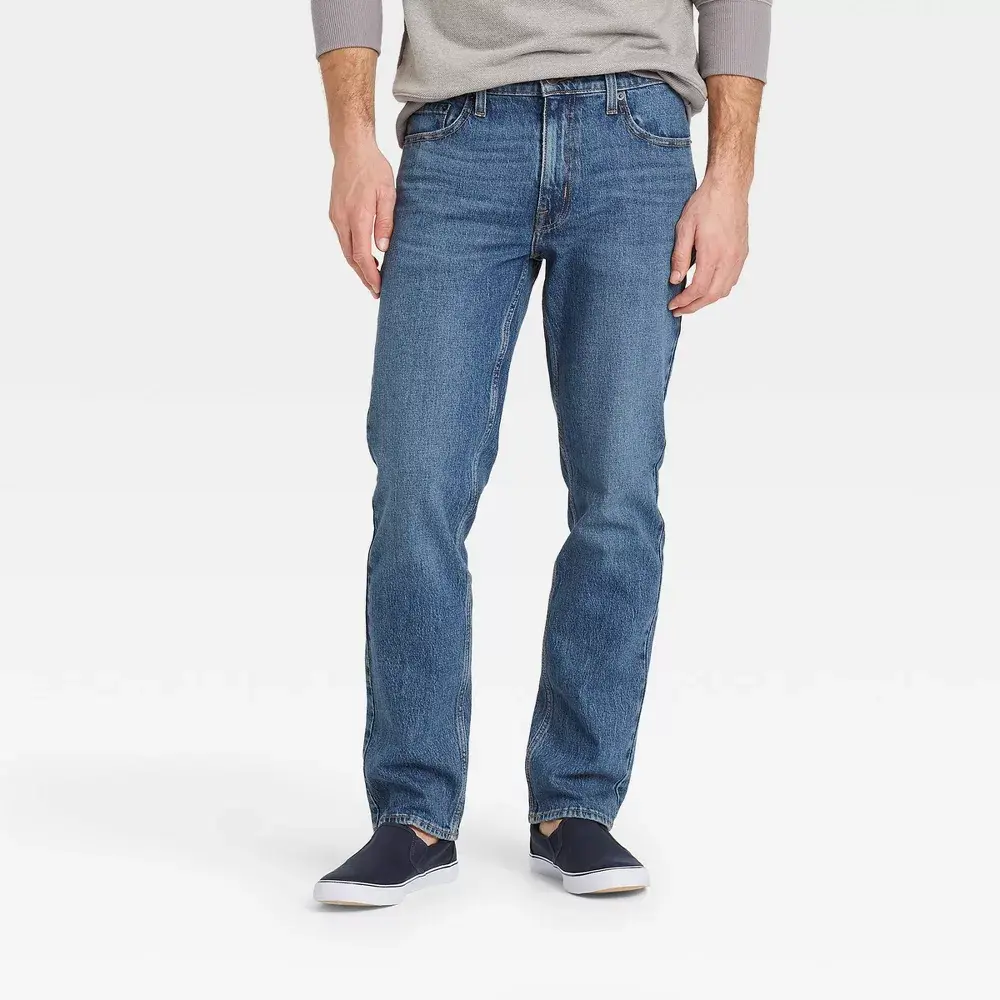 Goodfellow & Co Men's Mid Rise Straight Fit Leg Below Knee Jeans Midweight