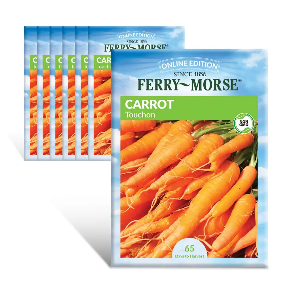 Ferry-Morse Touchon Carrot Seeds, 7-Pack Non-GMO Organic Vegetable Seeds for Continuous Crop & Homestead Living - Crisp Texture, Snappy Bite, Sweet Flavor, Full Sun Garden Supplies, Crisp, Snappy Texture