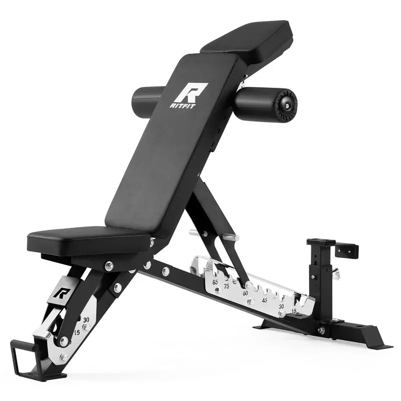 RitFit GATOR 1600LB 3-Section Adjustable Weight Bench (Black/Red) - Unisex Heavy Duty Strength Train Equipment, Chest Workout, Home Exercise, Gym Gear
