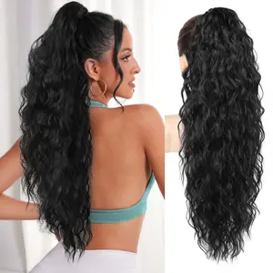 FLUFYMOOZ 30'' Curly Claw Clip Ponytail Extension for Women - Natural Wavy Synthetic Hairpiece, Fake Hair Clip Long Ponytail