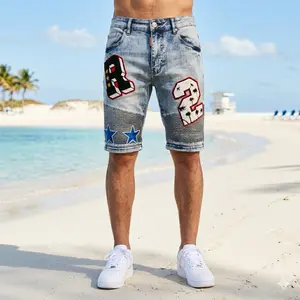 Menswear Low-Rise Raw-Hem Denim Shorts, Men's Jeans Bottoms
