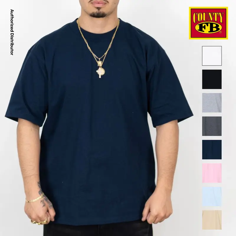 FB County Men's Heavy Hard Short Sleeve T Shirts Heavyweight T Shirt Cotton Tee FBCOUNTY Plain Cotton LA Streetwear Hip Hop Harem Big Tall Sizes