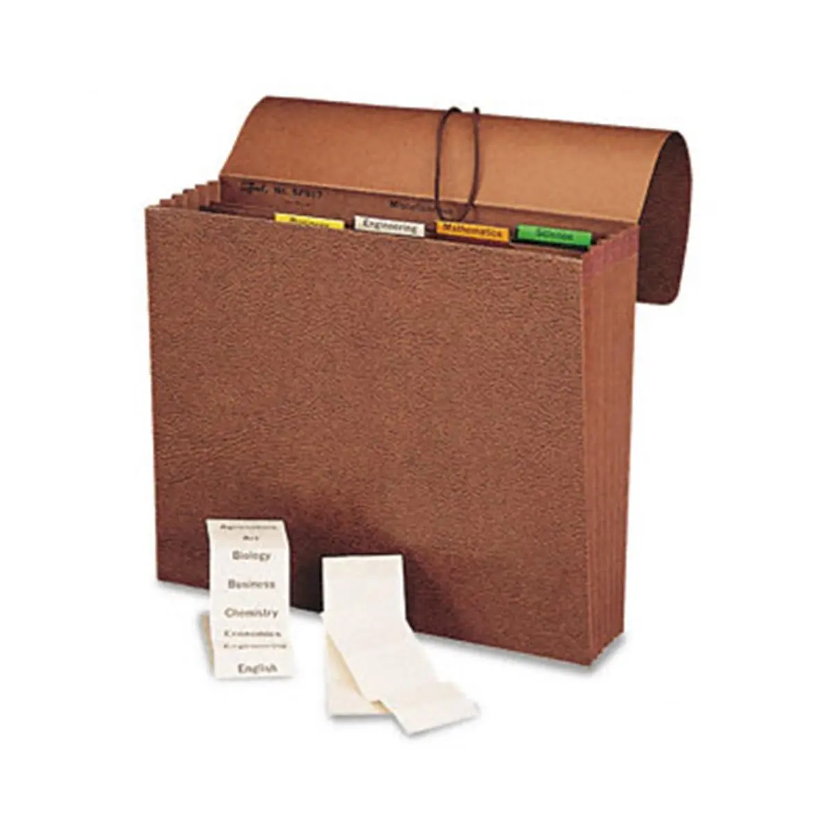 Smead 70540 Expanding File, 6 Pockets, 1/5 Tab, Faux Leather-Like Redrope, Letter Size, Red, 5 Dividers, 30% Recycled Content, Double Thick Front Panel, Elastic Cord Closure