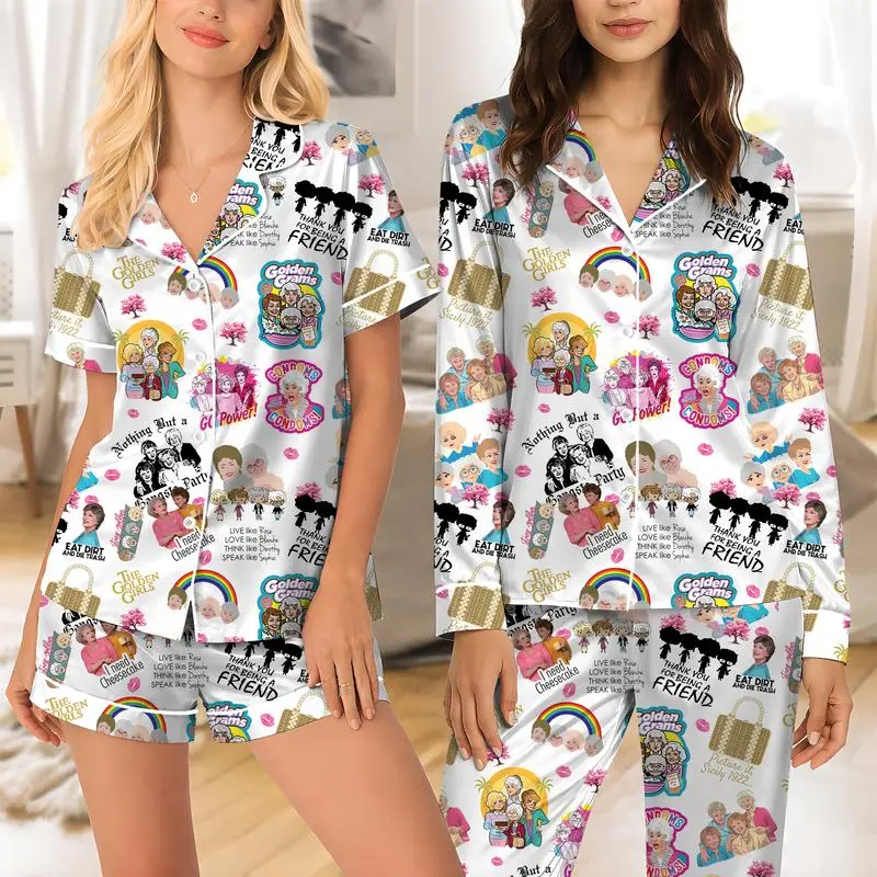 Retro 80s TV Inspired Pajama Set, Golden Girls Style Sleepwear, Vintage Women Lounge Set, Cozy Gift