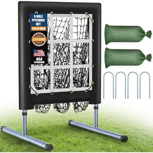 9 Hole Pitching Net with Strike Zone, Heavy-Duty Baseball & Softball  Equipment for Pitching and Hitting, 5 Height Adjustable 9 Pocket Target, Portable Practice Equipment for  Ages