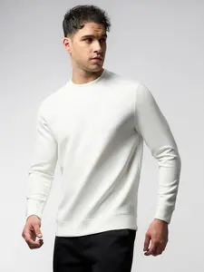 Fioboc Men's Modal Crewneck Sweatshirt - Long Sleeve Casual Top for Fall Winter, Wrinkle Resistant Soft Comfort