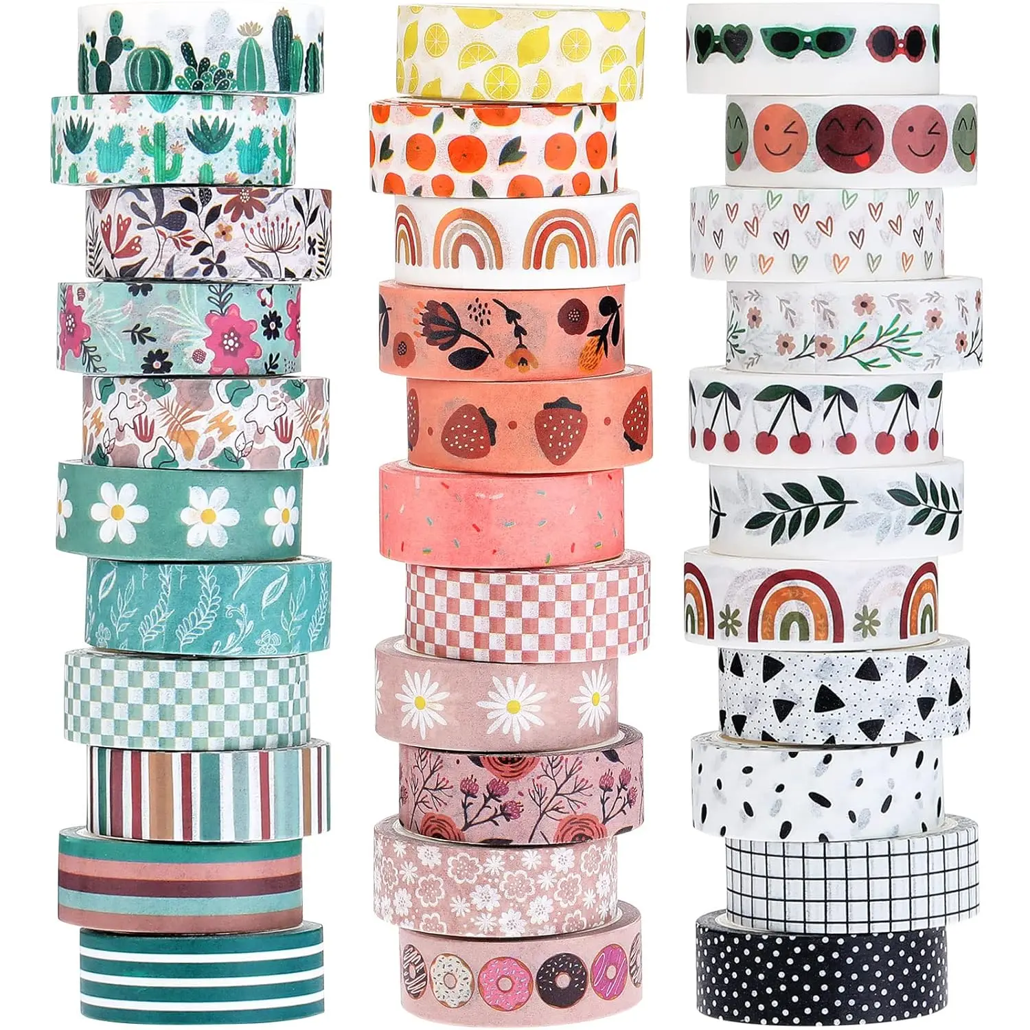 33 Rolls Holiday Plaid Washi Tape, 15 mm Seasonal Washi Tape Set Bohemian Colorful  Cute for Card Wrapping Craft(Bohemia Style)