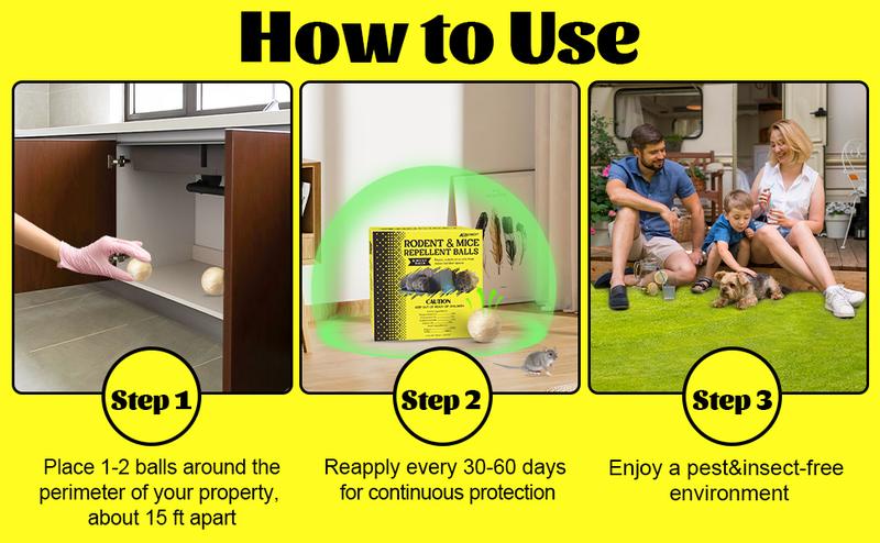 Rodent & Mice Repellent Balls, Indoor/Outdoor/Car Engine Protection, Long-Lasting Peppermint Oil Formula, Safe for Pets & Kids, 30-60 Days Effective Mouse Deterrent