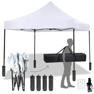 Adjustable Height 10x10 Pop Up Canopy with UPF50+ Sun Protection & Complete Anchoring Kit for Beach Sporting Events & Outdoor Activities