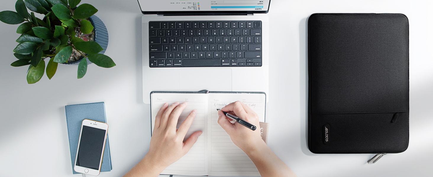 MOSISO Laptop Case 16 inch, 15-15.6 inch Laptop Sleeve Compatible with MacBook Pro 16 M5 M4 M3 M2 M1, HP Acer Dell Lenovo ASUS, Polyester Vertical Computer Sleeve Bag with Pocket, Black