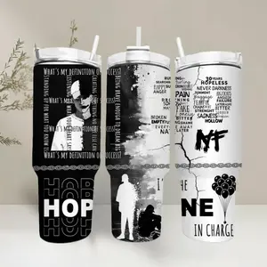 NF Hope Album Collage Tumbler, Black White Motivational Rap Lyrics Cup, Artistic Street Style Tumbler – Tumbler 20oz/40oz Gifts, Gift For Fans