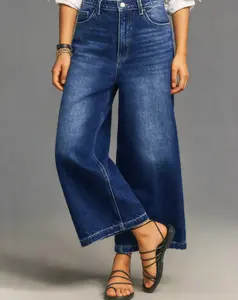 Wide Leg Stretch Jeans for Women - Comfortable Soft Breathable Denim for Casual Wear  cropped pants