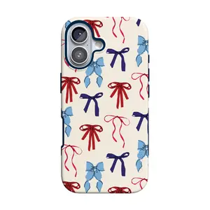 Casely iPhone 17 Case | American Girlie | Red White & Blue Bows | Bold Protective Design | Compatible with MagSafe