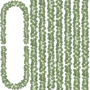8-Piece Artificial Eucalyptus Garland Set with Lush Green Leaves, Perfect for Wedding Tables, Bedroom Walls, Spring Vines, and Elegant Room Decorations