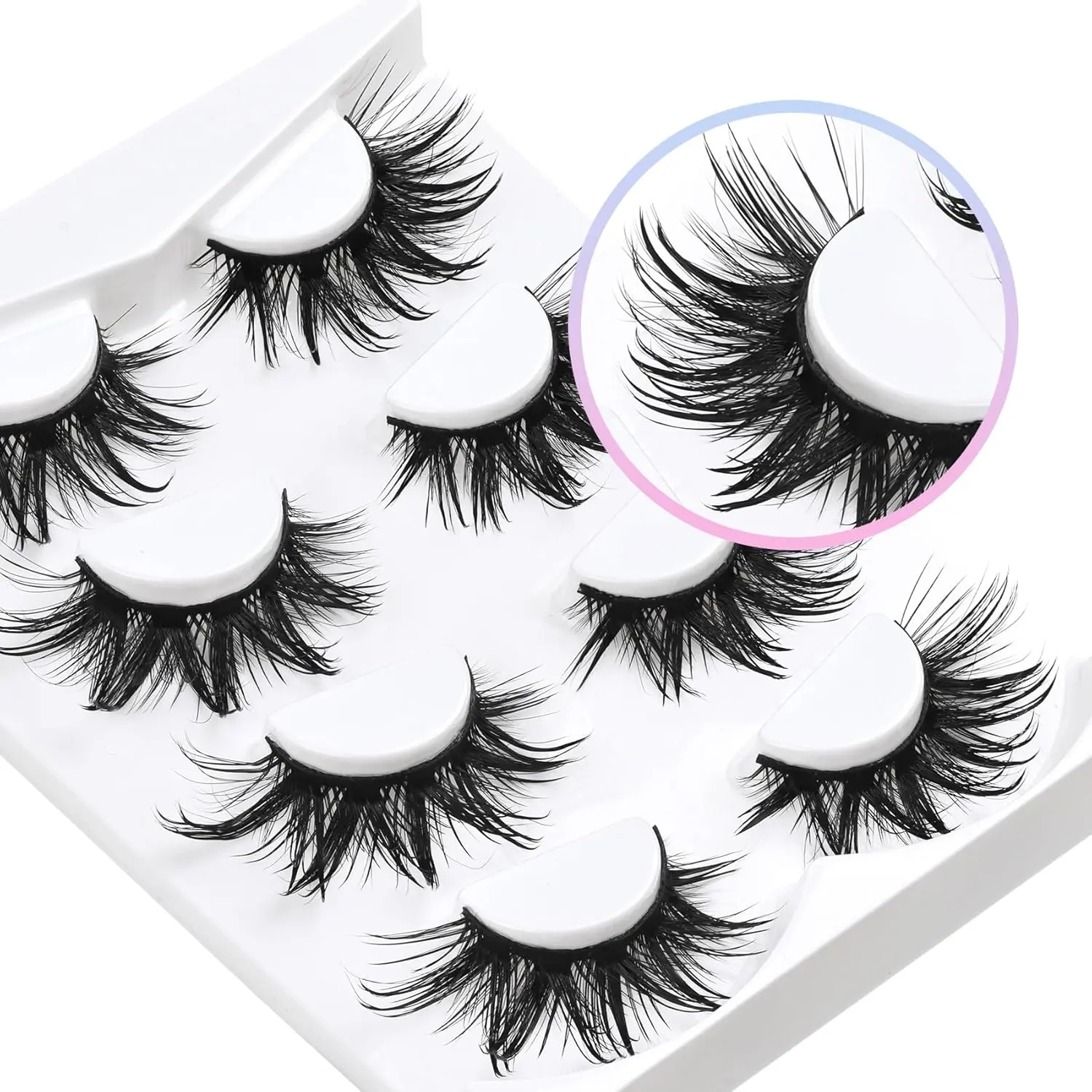 4 Pairs 22mm Lashes Fluffy Eyelashes 3D Dramatic Long False Eyelashes Manga Lashes Wispy Volume