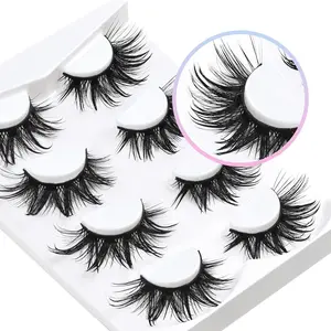 4 Pairs 22mm Lashes Fluffy Eyelashes 3D Dramatic Long False Eyelashes Manga Lashes Wispy Volume