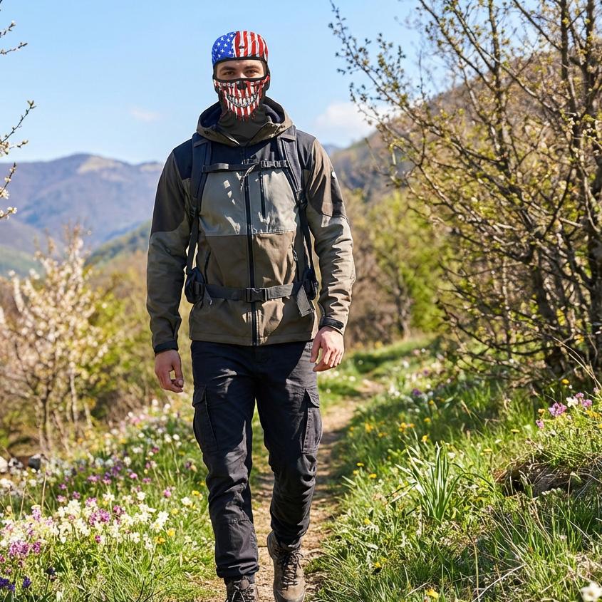 USA Flag Skull Balaclava - UV Protection Breathable Full Face Mask for Motorcycle, Cycling & Skiing - Tactical Windproof Headwear for Men & Women - Sun Protection Hood