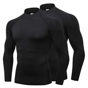 2 Pack Mens Mock Turtleneck Compression Shirts Long Sleeve Sun Protection Shirts Cooling Workout Gym Tops Undershirt
