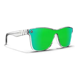 Blenders Millenia DX Crystal Midori – Gloss Clear Shield Sunglasses with Polarized PureBlend Green Mirror Lenses – 100% UV & Scratch‑Resistant, Unisex Medium‑Large