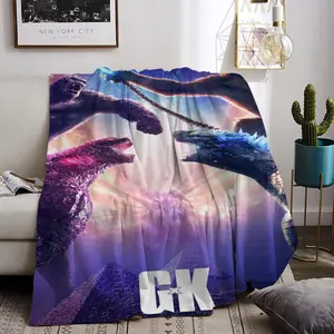 Godzilla x Kong Throw Flannel All Weather Blanket Kneeling Blankets Fluffy Warm Winter Blanket Blankets on Offer Home Knee Throw Wearing Microfiber