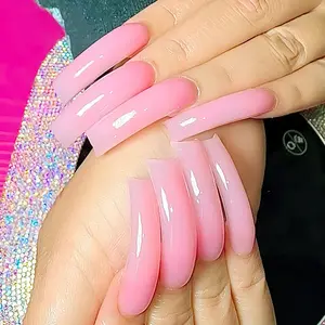 20Pcs Extra Long Press on Nails Pink Curved Fake Nails Full Cover Artificial nails for Women False nails for Nails for dating Girl Smooth Press on Nails Glossy False Nails