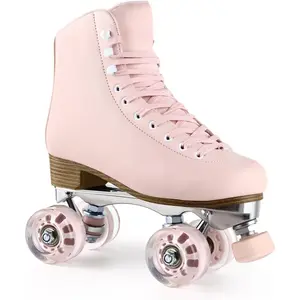 Roller Skates for Women Girls with Height Adjustable Rubber Stoppers Cute Retro Quad Roller Skates for Outdoor and Indoor