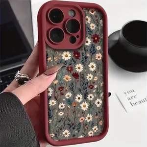 Retro chrysanthemum pattern, suitable for iPhone 16/ 15/ 14/ 13/ 12/ 11 series, lightweight, shock-absorbing, durable, stylish phone case.
