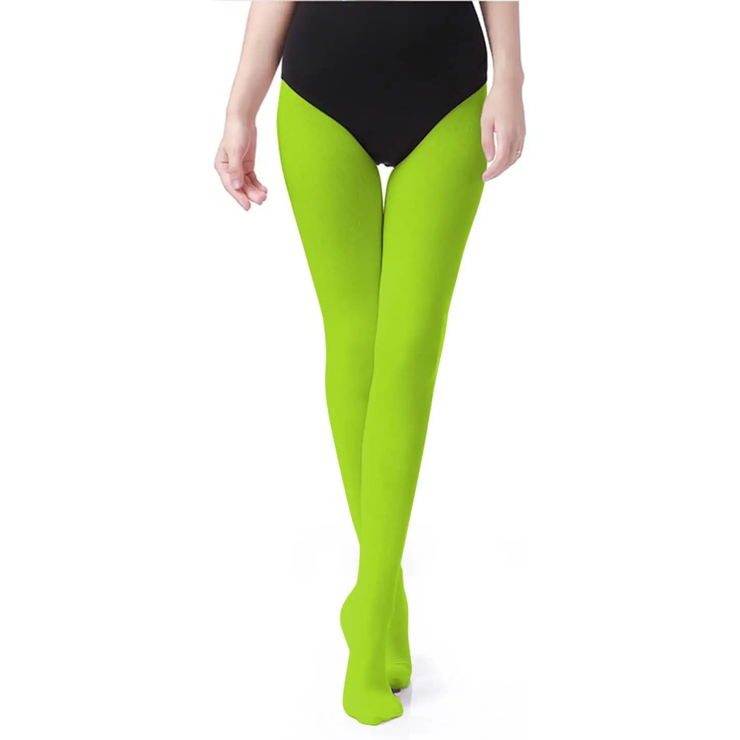 Women's Run Resistant 80 Denier Tights Solid Color Dance Stockings Soft Semi Opaque Footed Pantyhose High Waist Tight