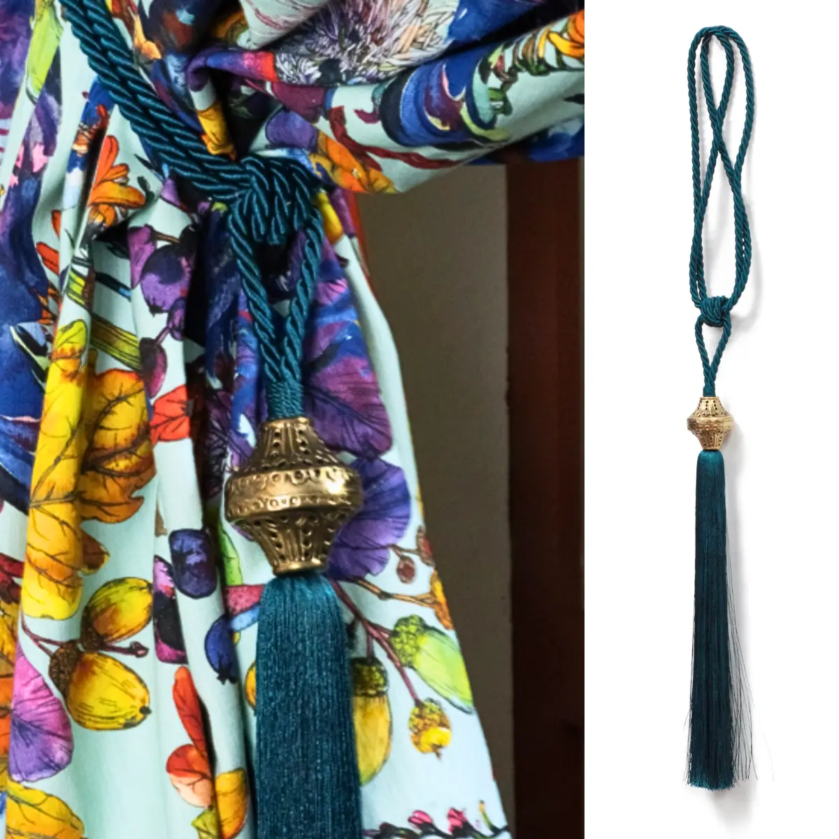 Drapery Tieback with Tassel - Peacock