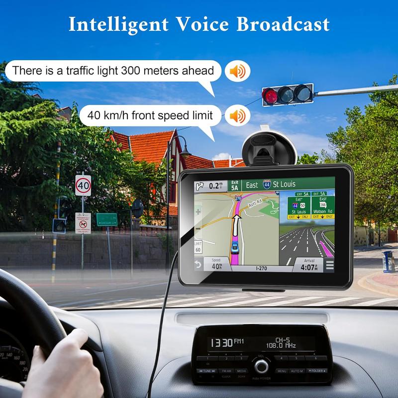 Upgrade 2024 GPS Navigation for Truck Car,7 inch 2.5D Screen,Commercial Drivers Semi Truck GPS,World Map Navigation System 8GB 256M with Voice Guidance,Speed Limit Warning,Lifetime Free Map Updates