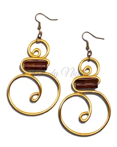 Hermion Earrings (Gold w/ Brown Wood Bead)
