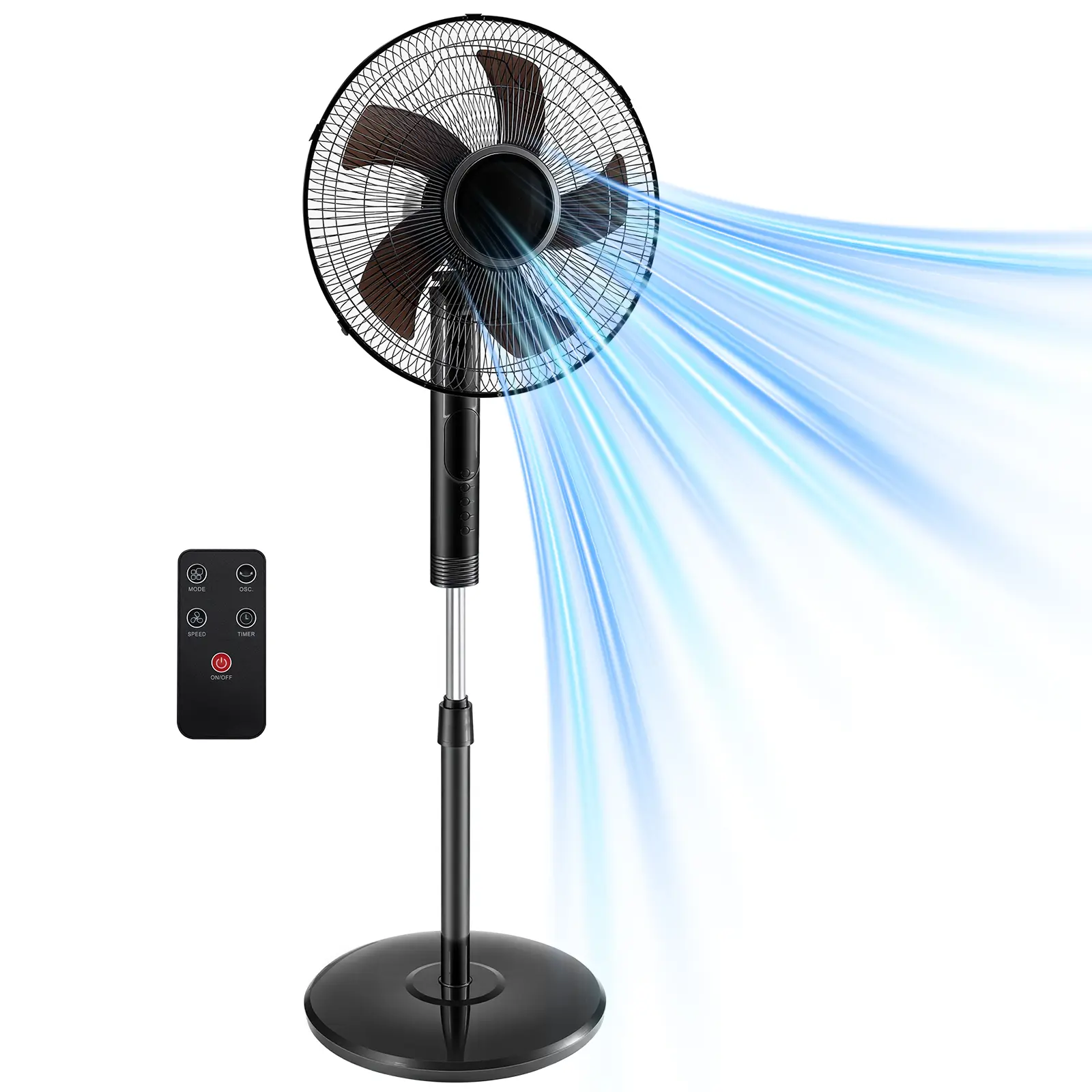 Summerwins Quiet Remote Control Standing Pedestal Fan - 120° Oscillating, Adjustable Height, Multiple Modes, Timer, Fan for Bedroom, Office Home Use