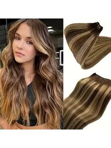 Clip in Hair Extensions Real Human Hair 14-28 Inch Straight Clip Ins 8Pcs Brazilian Remy Hair Extensions for Women #4/27 Chocolate Brown to Honey Blonde,Natural Look & Easy Application Glueless Clip In(#4/27, #1b, #613)