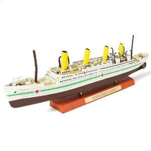 1/1250 Scale HMHS Britannic Ocean Liner Die-Cast Metal Model – White Star Line Hospital Ship with Wood Grain Display Stand, Collectible Maritime Gift for Adults