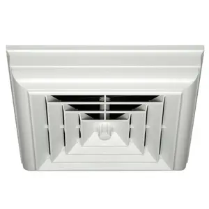 212 MAIN White Square Capital Crown Ceiling Diffuser with 6 in. Boot, Paintable, Quick Connect, Easy to Install