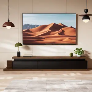 Topwin TV Stand&LED Lights (80”-106”),Wood Entertainment Center up to 106”,Modern Reversible Drawers,Ample Storage Flexible Furniture Living Room