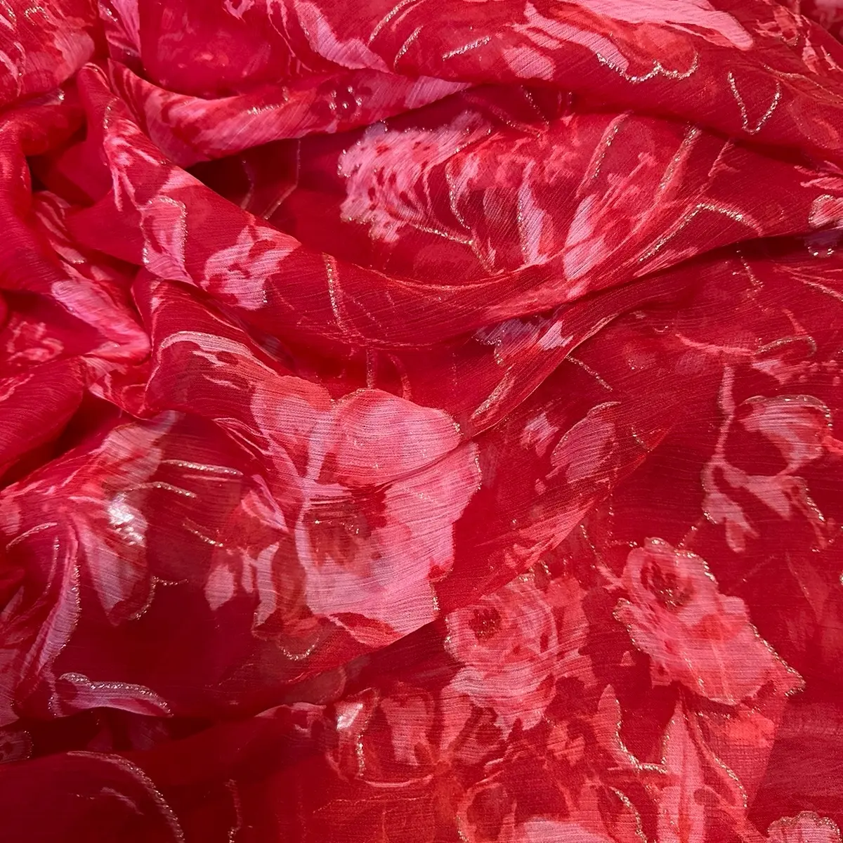 Beautiful light weight soft chiffon floral sari / fall pico done