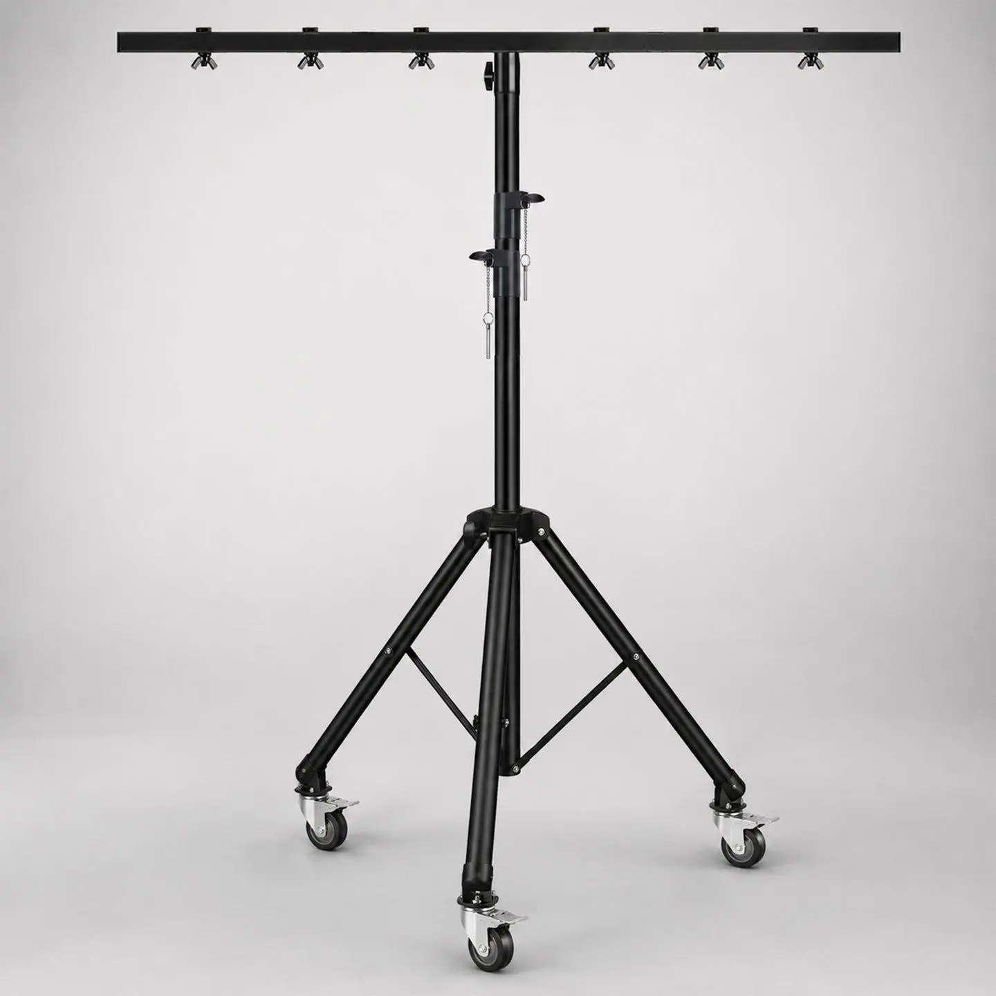 5 Core DJ Light Stand Tripod w Wheels 79" Crossbar 6 Light Points Adjustable 169.5" Stage Lighting Stand