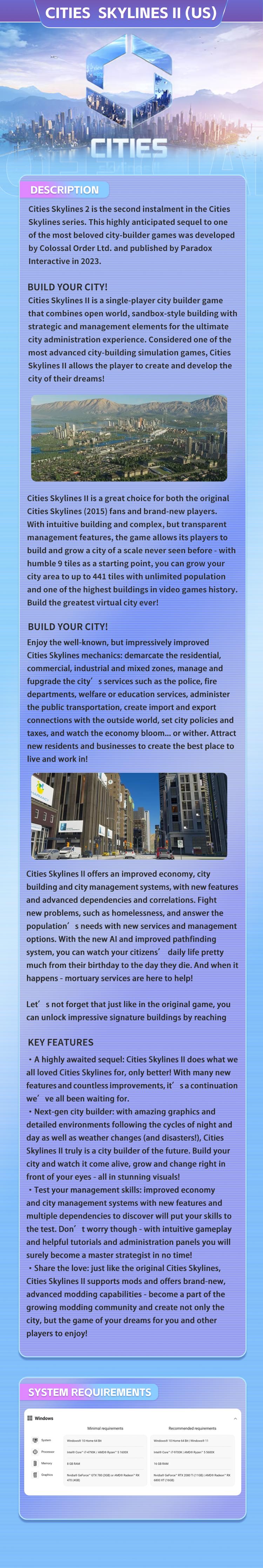 Cities: Skylines II（US）Steam Genuine Key - Crimson Desert Activation Code Included