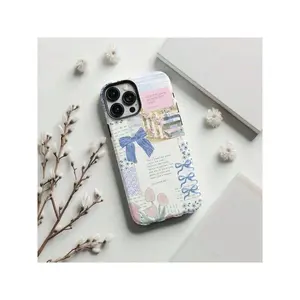 Christian Coquette Collage Phone Case, Light Blue Bow Cute Jesus God Bible Verse Cover, Religious Gift,  16 15 14 13 12 11 Pro MaxSuitable For IPhone 17 Air