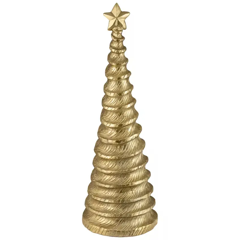 Northlight 35847216 13.5 in. Metallic Swirling Spirals Tabletop Tree with Star Christmas Decoration, Gold