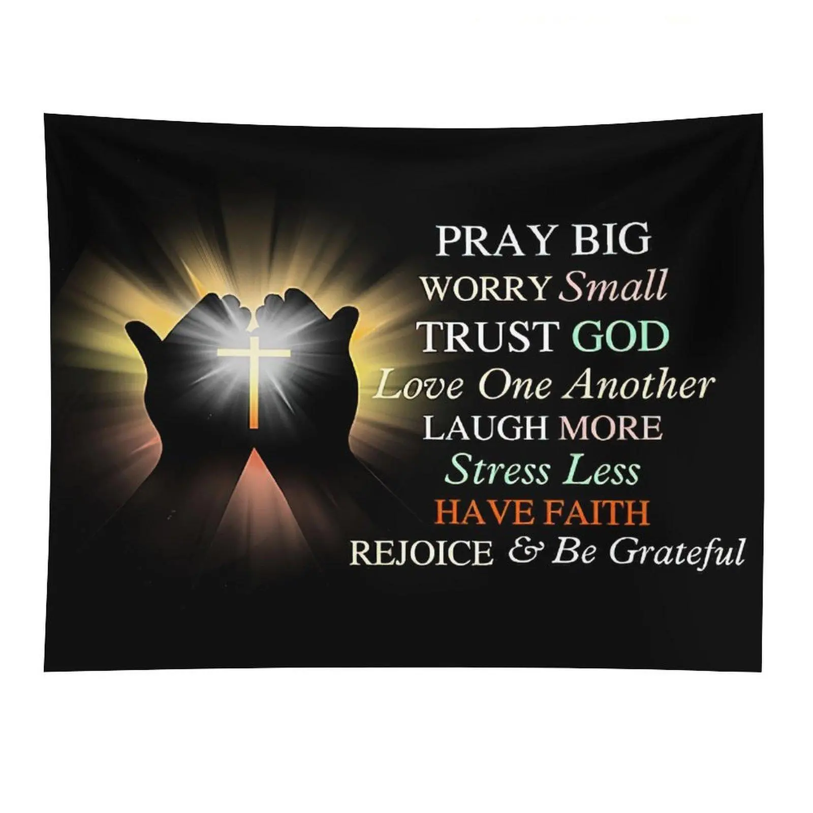 Pray Big Worry Small Trust God Tapestry Christian Quote Wall Hanging Decor
