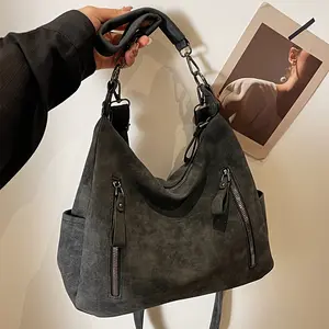 Women's Faux Leather Hobo Shoulder Bag - Large Capacity Tote with Adjustable Shoulder Strap, Multiple Pockets, Zipper Compartments, Ideal for Work, Travel, Faux Leather Bag