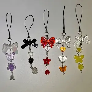 Phone Charms - Assorted Designs with Bows Stars and Butterflies - Decorative Accessories for Your Device Cellphone Smartphone