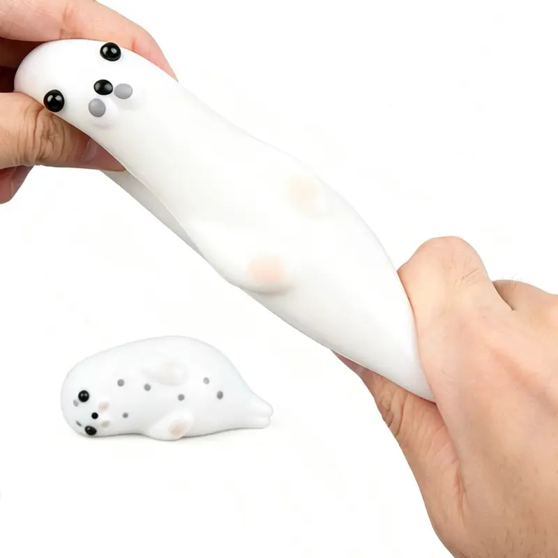 White Seal Fun Squishy Toy, Stress-Relieving Fidget Toy for Kids