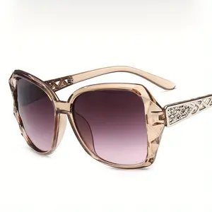 Retro large-frame fashion glasses, high-value frames and PC lenses, shiny decoration, unisex daily decorative glasses, perfect holiday gifts for party photos